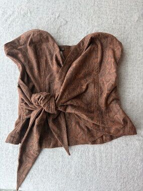 Free People Brown Snake Tie-Front Tube Top